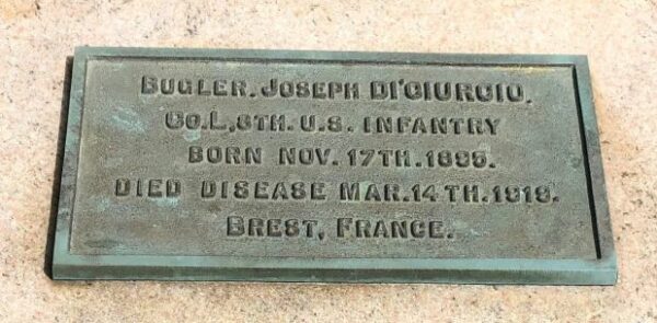 BUGLER JOESPH DI’GIURGIO WAR MEMORIAL PLAQUE