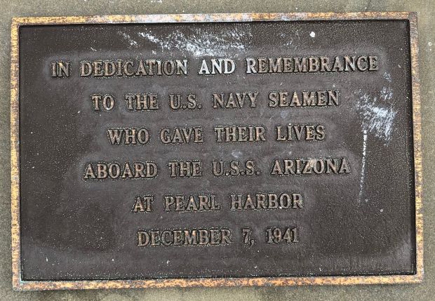 OCEAN CITY U.S.S. ARIZONA WAR MEMORIAL PLAQUE