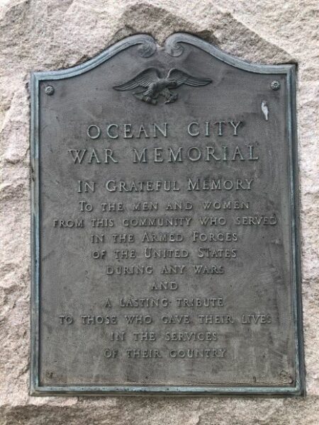 OCEAN CITY WAR MEMORIAL PLAQUE A