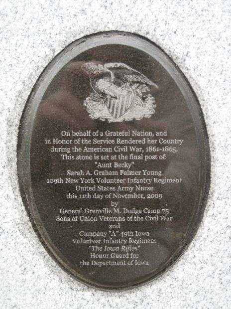 SARAH A. GRAHAM PALMER YOUNG WAR MEMORIAL PLAQUE