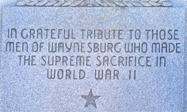 WAYNESBURG SUPREME SACRIFICE WORLD WAR II MEMORIAL STONE A