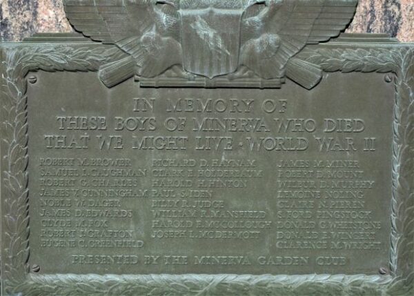 MINERVA WAR VETERANS MEMORIAL PLAQUE A