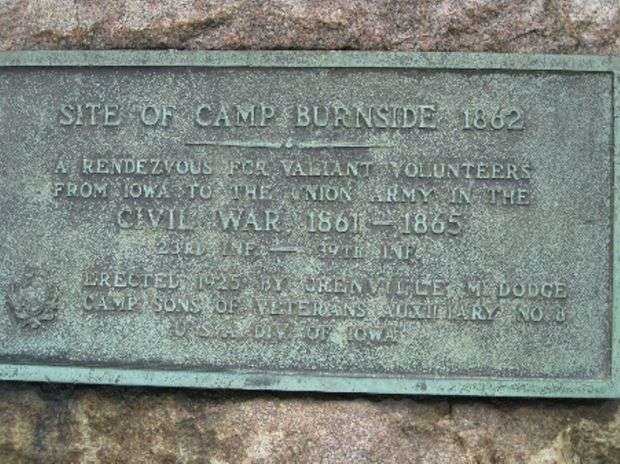 SITE OF CAMP BURNSIDE MEMORIAL PLAQUE