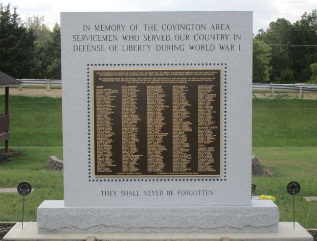 COVINGTON-AREA WORLD WAR I MEMORIAL BACK