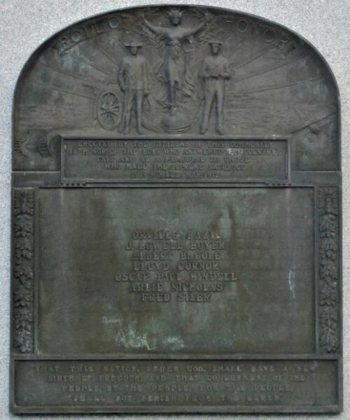 COVINGTON-AREA WORLD WAR I MEMORIAL PLAQUE
