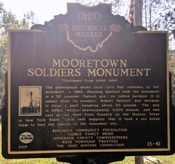 MORRESTOWN SOLDIERS MONUMENT MARKER BACK