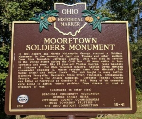 MORRESTOWN SOLDIERS MONUMENT MARKER FRONT