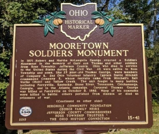 MORRESTOWN SOLDIERS MONUMENT MARKER FRONT