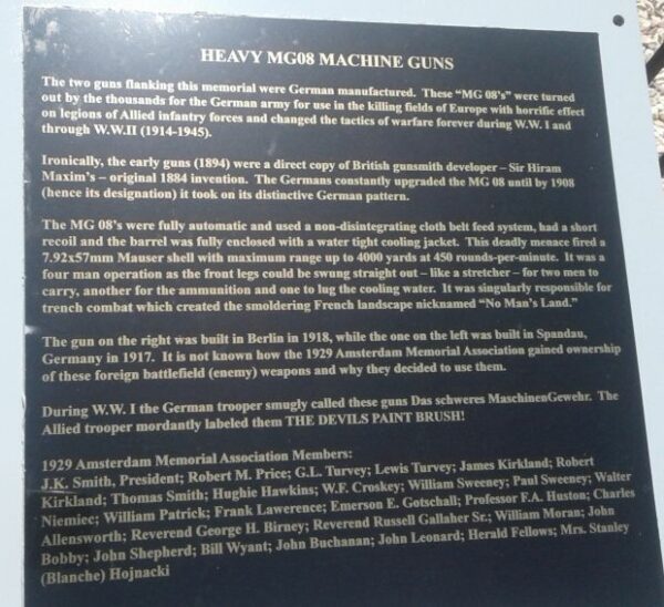 HEAVY MG08 MACHINE GUNS MEMORIAL PLAQUE A