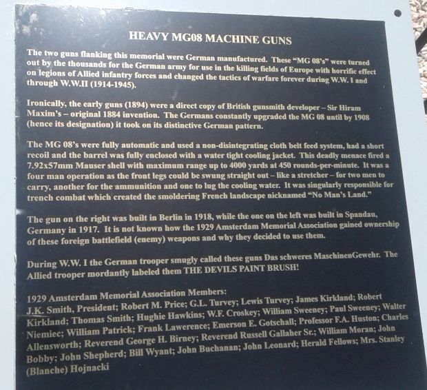 HEAVY MG08 MACHINE GUNS MEMORIAL PLAQUE A