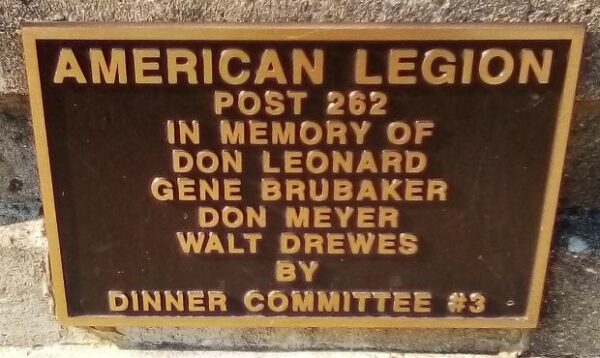 AMERICAN LEGION POST 262 VETERANS MEMORIAL PLAQUE