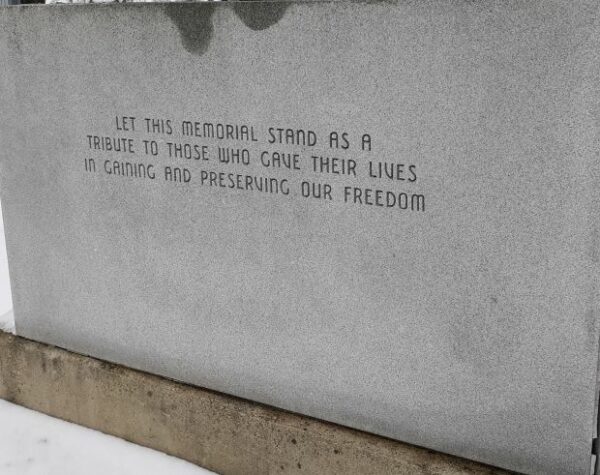 AMERICAN LEGION POST 621 VETERANS MEMORIAL LEFT STONE