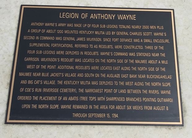 LEGION OF ANTHONY WAYNE MEMORIAL PLAQUE
