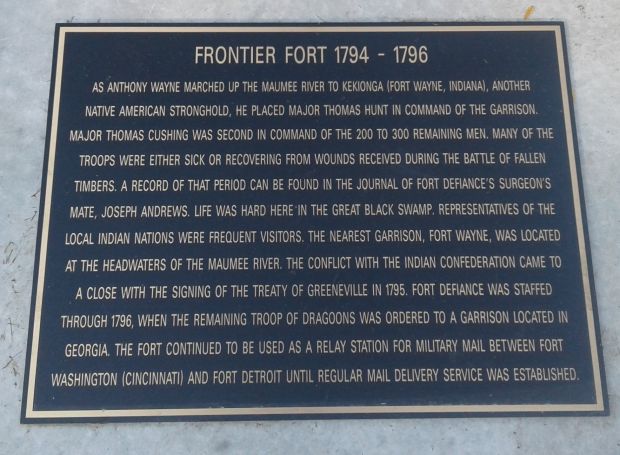 FRONTIER FORT 1794-1796 MEMORIAL PLAQUE