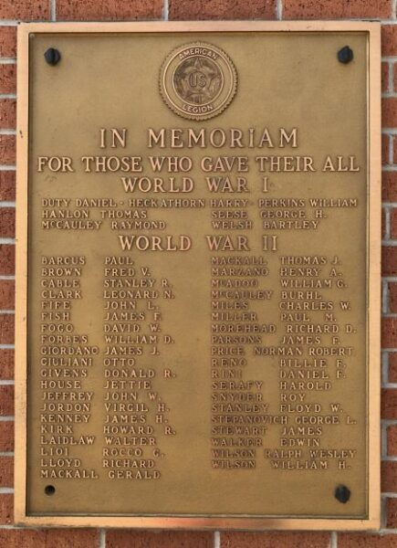 WELLSVILLE MEMORIAL FOR THOSE WHO GAVE THEIR ALL PLAQUE