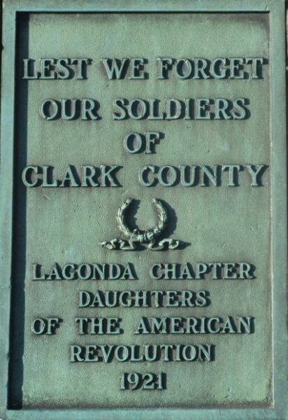 CLARK COUNTY LEST WE FORGET OUR SOLDIERS MEMORIAL PLAQUE