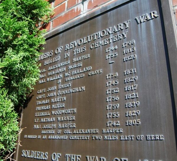 UNIONVILLE CEMETERY SOLDIERS OF REVOLUTIONARY WAR MEMORIAL PLAQUE