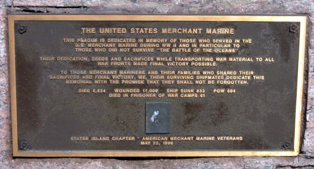 STATEN ISLAND UNITED STATES MERCHANT MARINE WAR MEMORIAL PLAQUE