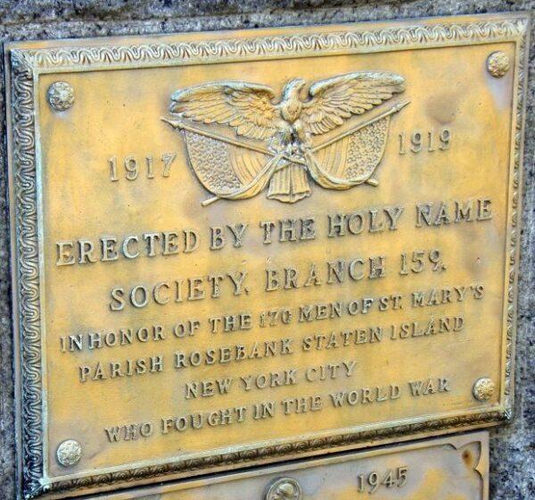 ST. MARY’S PARISH WAR MEMORIAL PLAQUE A