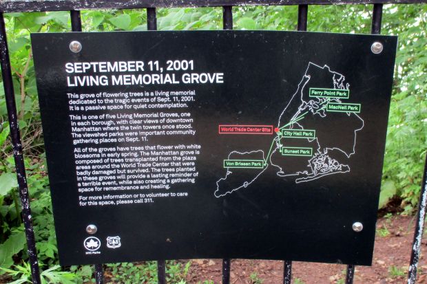 SEPTEMBER 11, 2001 LIVING MEMORIAL GROVE PLAQUE