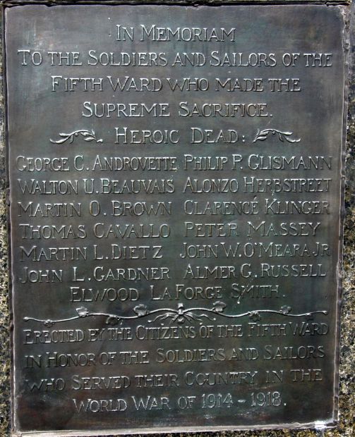 FIFTH WARD WORLD WAR MEMORIAL PLAQUE A