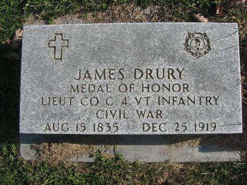 LIEUT. JAMES DRURY MEDAL OF HONOR GRAVESTONE