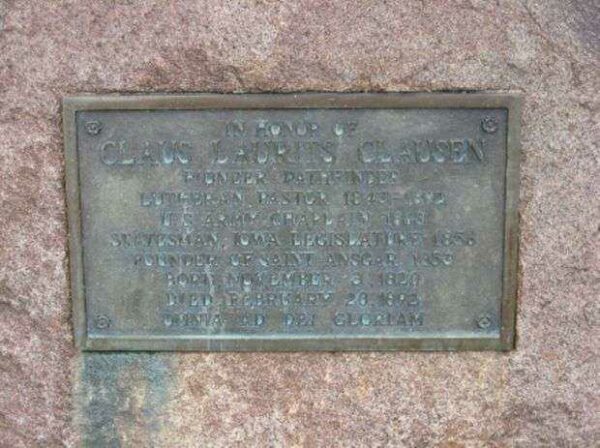 CHAPLAIN CLAUS LAURITS CLAUSEN MEMORIAL PLAQUE