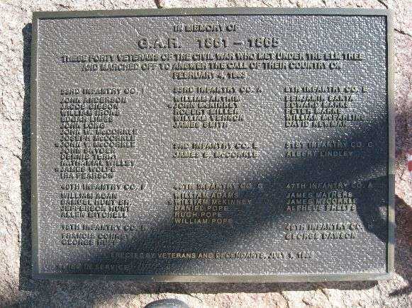 IN MEMORY OF G.A.R. 1861-1865 MEMORIAL PLAQUE