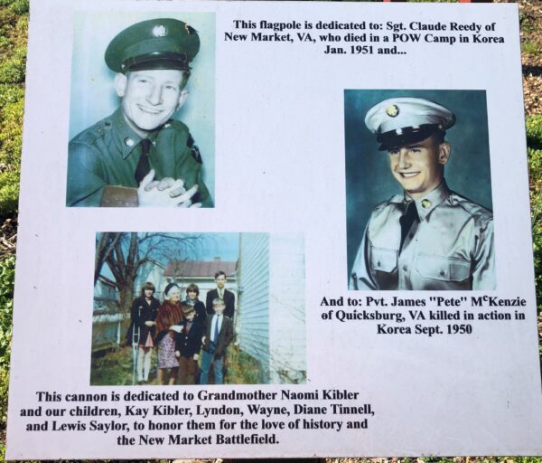 SGT. CLAUDE REEDY AND PVT. JAMES “PETE” MCKENZIE MEMORIAL FLAGPOLE PLAQUE