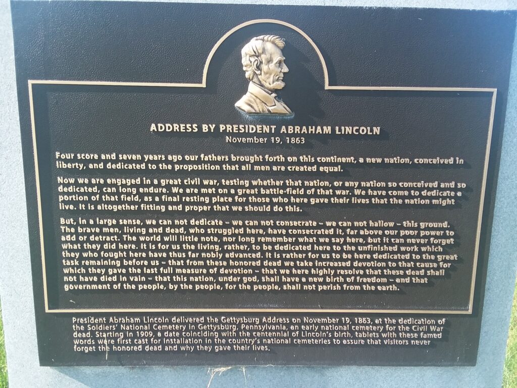 SOUTHWEST VIRGINIA VETERANS CEMETERY ADDRESS BY PRESIDENT ABRAHAM LINCOLN MEMORIAL PLAQUE