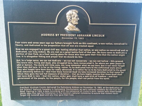 SOUTHWEST VIRGINIA VETERANS CEMETERY ADDRESS BY PRESIDENT ABRAHAM LINCOLN MEMORIAL PLAQUE