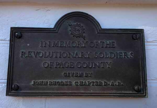 PAGE COUNTY REVOLUTIONARY SOLDIERS WAR MEMORIAL PLAQUE