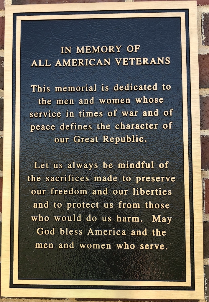 STEPHENS CITY ALL AMERICAN VETERANS MEMORIAL PLAQUE
