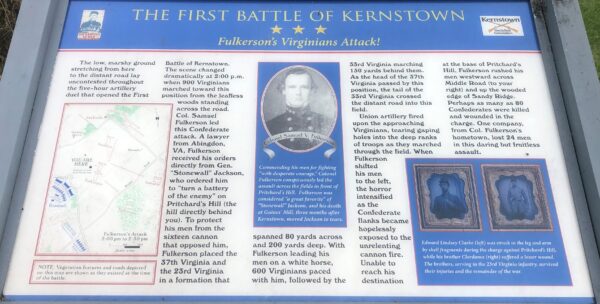 THE FIRST BATTLE OF KERNSTOWN FULKERSON’S VIRGINIA ATTACK! MEMORIAL PANEL