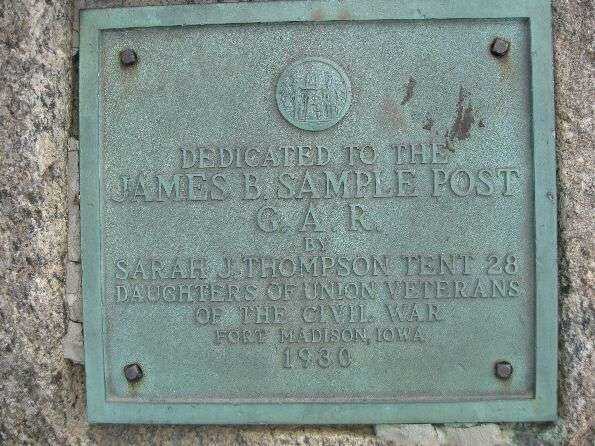 JAMES B. SAMPLE POST G.A.R. MEMORIAL PLAQUE