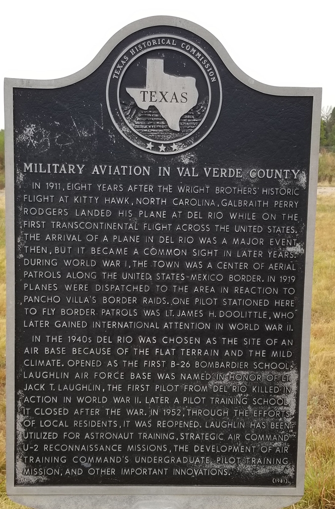 MILITARY AVIATION IN VAL VERDE COUNTY MEMORIAL MARKER