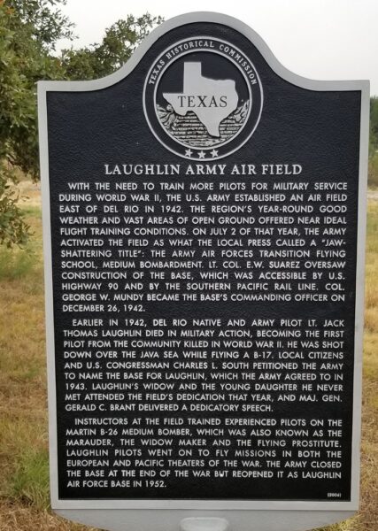 LAUGHLIN ARMY AIR FIELD WAR MEMORIAL MARKER