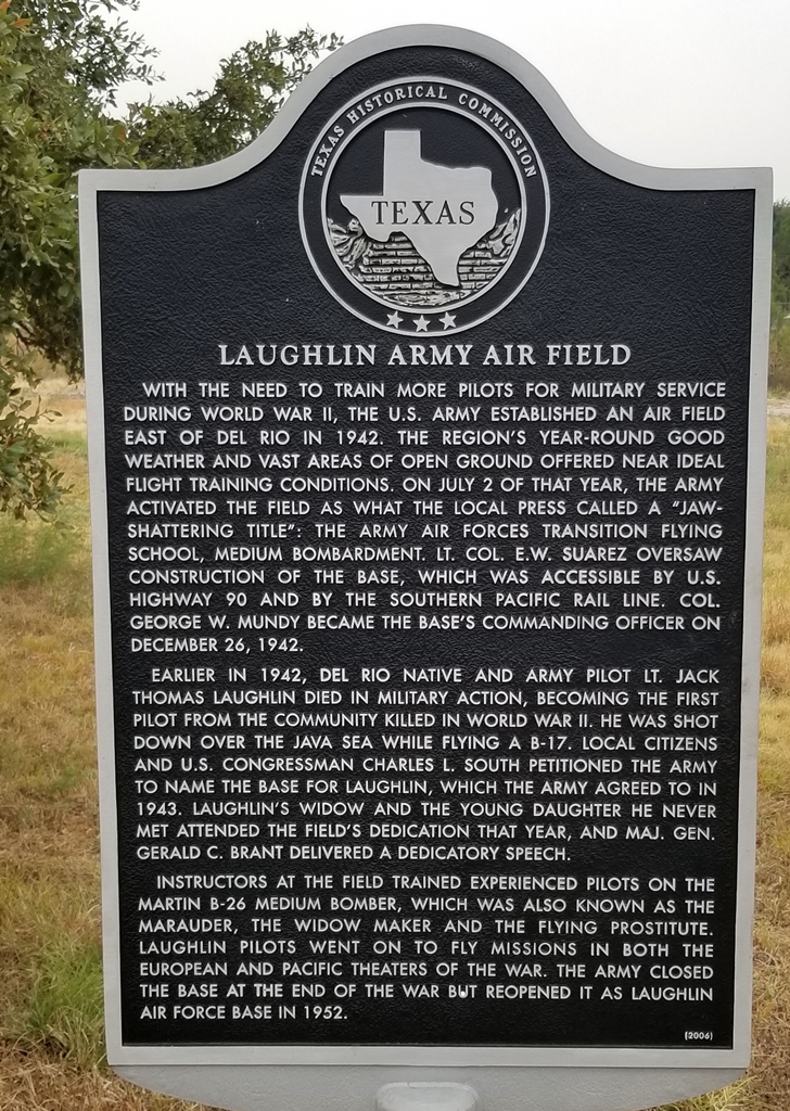 LAUGHLIN ARMY AIR FIELD WAR MEMORIAL MARKER