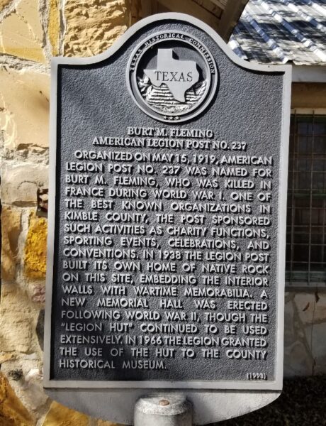 BURT M. FLEMING AMERICAN LEGION POST NO. 237 WAR MEMORIAL MARKER
