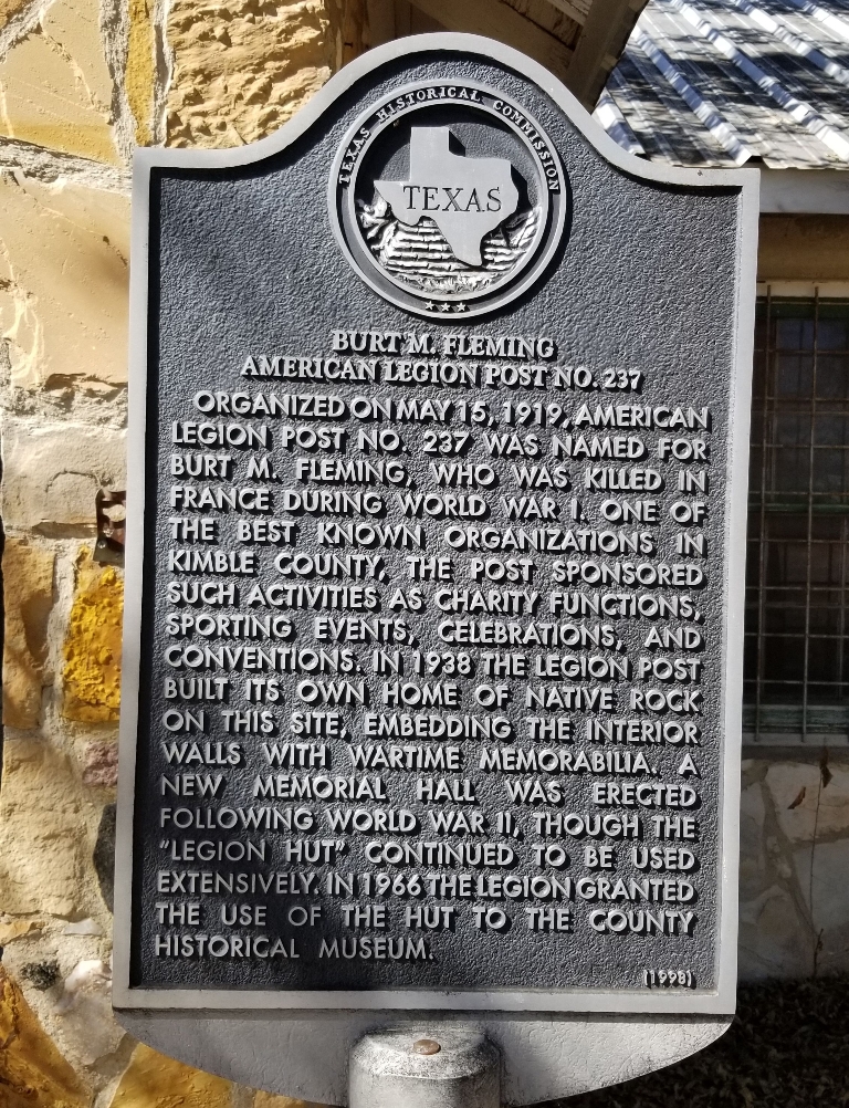 BURT M. FLEMING AMERICAN LEGION POST NO. 237 WAR MEMORIAL MARKER
