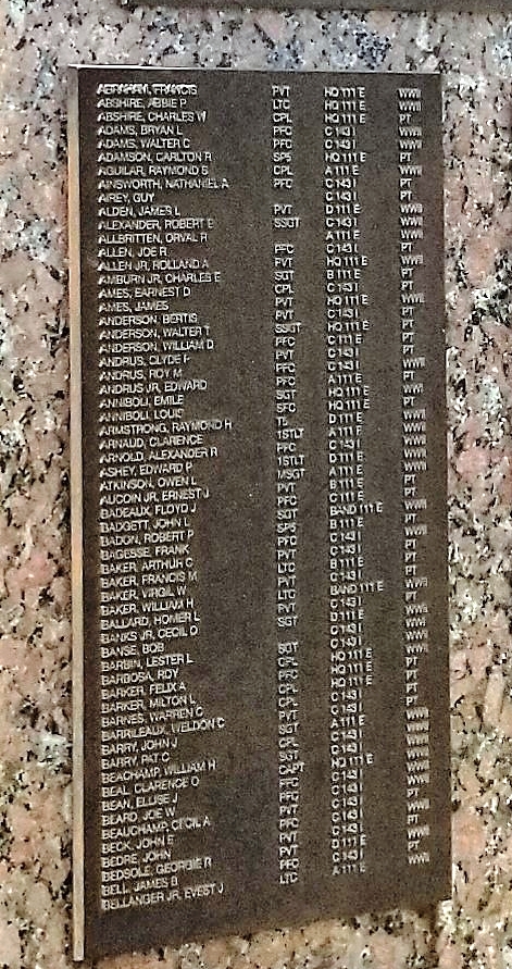 THIRTY SIXTH INFANTRY DIVISION WAR MEMORIAL PLAQUE B