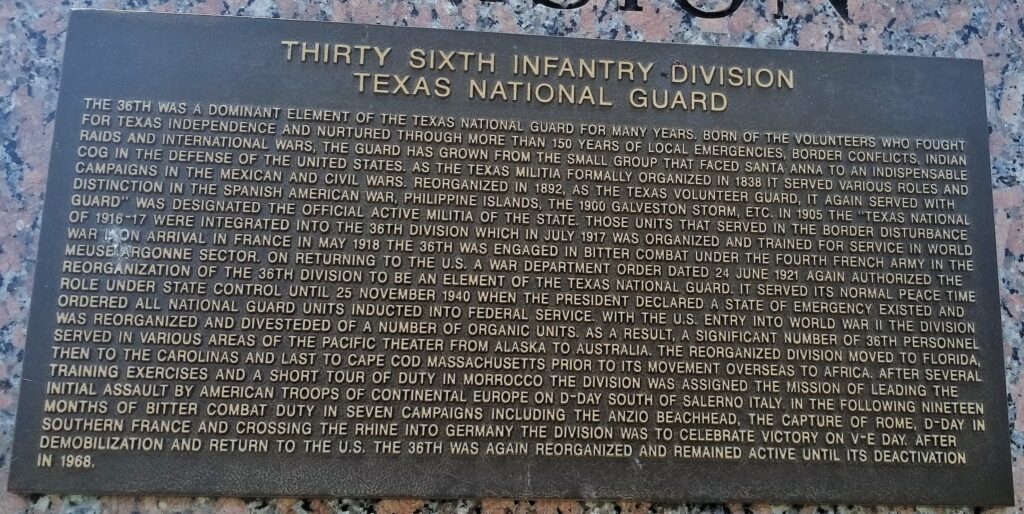 THIRTY SIXTH INFANTRY DIVISION WAR MEMORIAL PLAQUE A