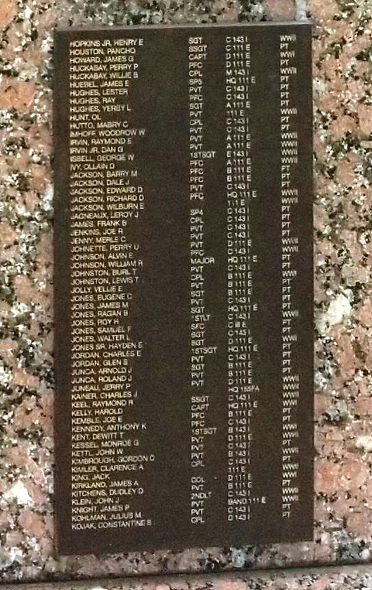 143RD INFANTRY REGIMENT WAR MEMORIAL PLAQUE E