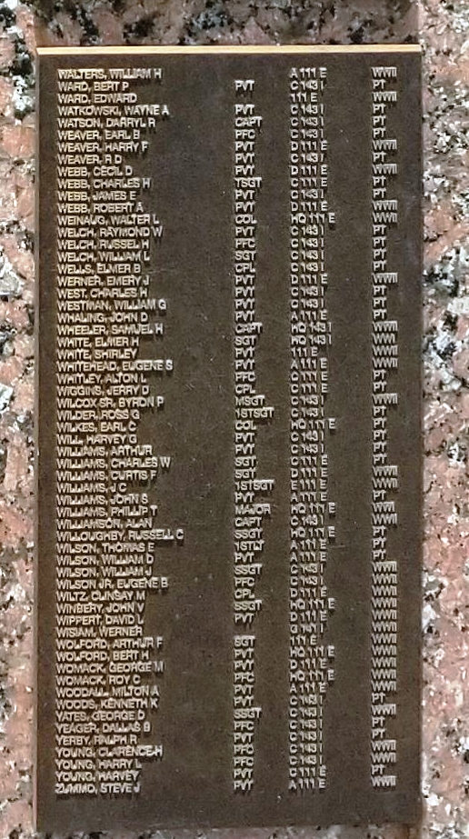 111TH COMBAT ENGINEERS WAR MEMORIAL PLAQUE I