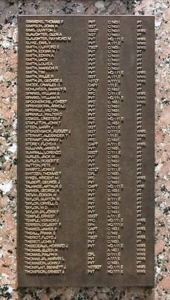 111TH COMBAT ENGINEERS WAR MEMORIAL PLAQUE G