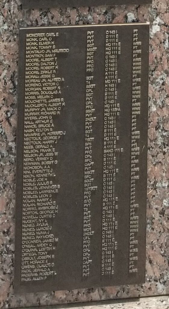 111TH COMBAT ENGINEERS WAR MEMORIAL PLAQUE C