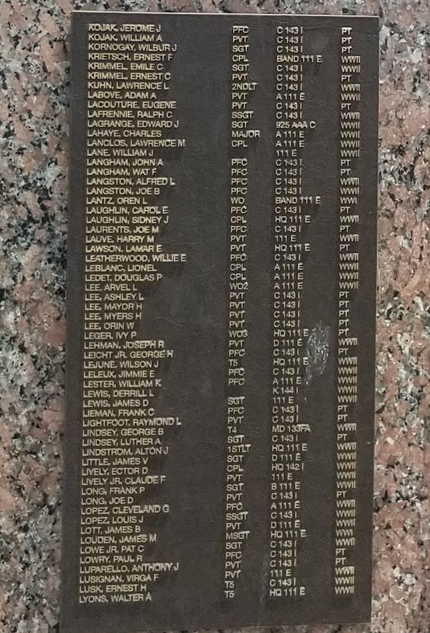 111TH COMBAT ENGINEERS WAR MEMORIAL PLAQUE B