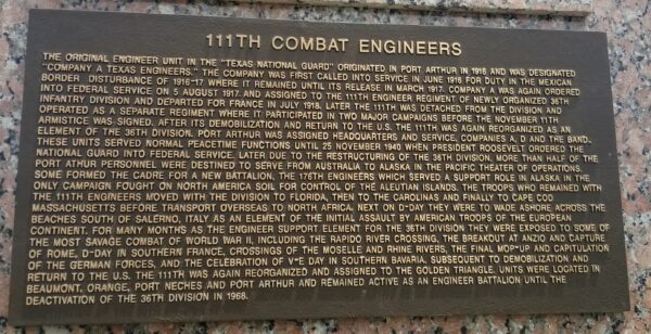 111TH COMBAT ENGINEERS WAR MEMORIAL PLAQUE A