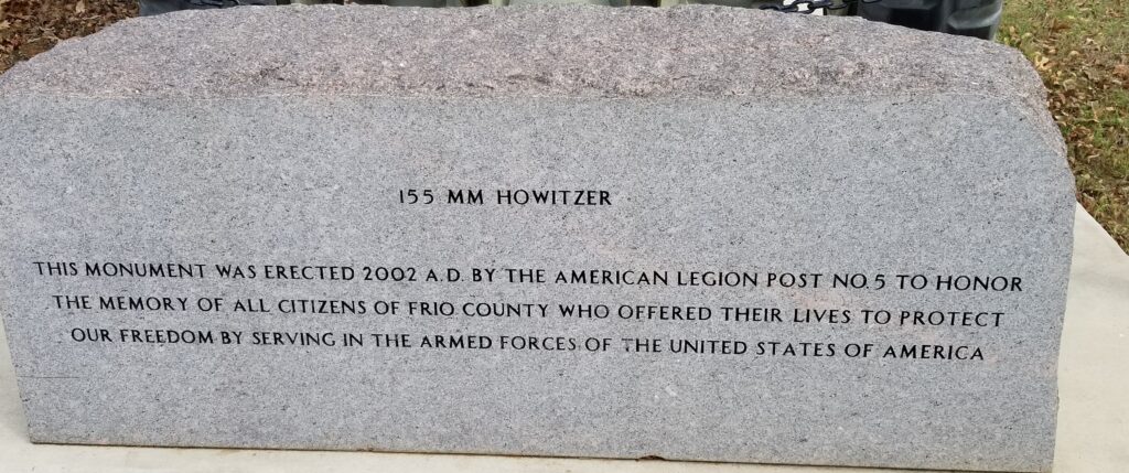 AMERICAN LEGION POST NO. 5 155 MM HOWITZER WAR MEMORIAL STONE