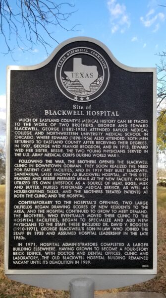 SITE OF BLACKWELL HOSPITAL WAR MEMORIAL MARKE
